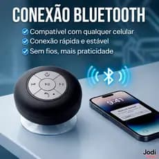Caixa de Som Portátil Bluetooth com Ventosa Ideal para Banheiro 3W