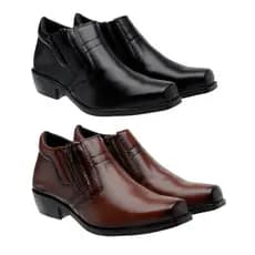 Botina Social Masculina Kit Com 2 Pares Preta e Café Couro
