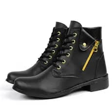 Bota feminina Casual Confortável Preta e Café