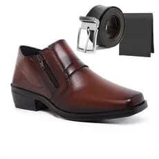Bota Botinha Social Kit Com CInto e Carteira