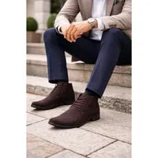 Bota Social Couro Nobuck Esporte Fino Elegante Varias Cores