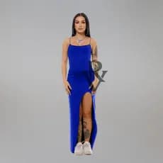 Vestido Longo Alcinha Fina Midi Fenda Lateral SUPLEX Premium