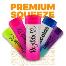 Garrafa Squeeze Personalizada 475ml com Nome ou Logo - Leve 88g - Academia Escola Trabalho