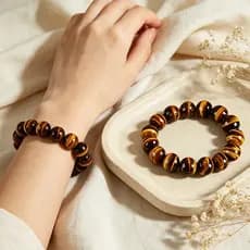 1 Peça 12mm Pedra Natural Olho De Tigre Pulseiras Para Homens E Mulheres Pulseira Joias Da Moda