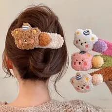 1pc Pelúcia Recheado Hairpin Grande Tamanho Duckbill Clipe Feminino Meninas Urso Bonito Bandana Acessórios De Moda