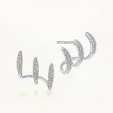 Estilo Elegante Bling 2 Peças Brincos Requintados Joias Garra Curva Strass Incrustado Simples Para Mulheres Acessórios C