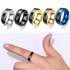Anel De Aço Inoxidável Vintage Para Casais , Dedo Elegante Com Sensor De Temperatura , Perfeito Festas E Presentes De Ca