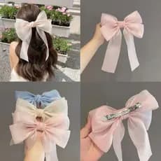 1 Peça De Grampo De Cabelo Elegante Com Laço De Tule Clipe De Mola , Acessório Transparente Acabamento Em Renda Doce , A