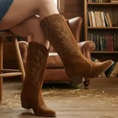 Bota Texana Cano Alto Feminina Western Country Salto Grosso