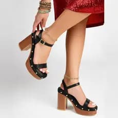 boho chic Sandalia Plataforma Salto Madeira Meia Pata plataforma estilosa Vizzano Vintage