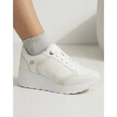 Tênis Feminino salto anabela alto embutido saltinho esporão Branco Casual Sola Evafit leve conforto