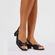 Sandalia Em Couro Salto Bloco Baixo Grosso Slingback Bottero