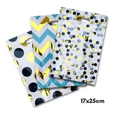 Sacola Plástica 17x25 cm Estampada Estrelas Boca de Palhaço Várias Cores