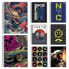 Caderno Flow 1 Materia Espiral Capa Dura 80 Folhas