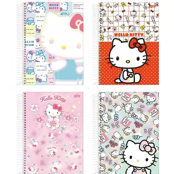 Caderno Universitário 10 Matérias Hello Kitty 160 Fls Brinde um Chaveiro