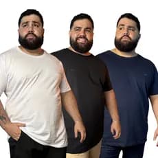 Kit 3 Camiseta Plus Size Masculina Algodão premium Camisa do G1 ao G3