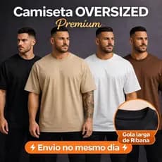 Camiseta Oversized Premium Masculina Algodão Gola Ribana Larga Streetwear Confortável Envio Rápido Básica Moda Luxo BR 2