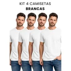 Kit 4 Camisetas Casual Malha Premium Preto e Branco Algodão Confortável Costura Ombro a Ombro(Caimento Perfeito)