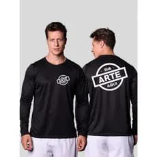 Camisa Manga Longa UV 50 Personalizada Dry Fit Estampa DTF Premium Slim Fit Solar Alta Durabilidade Uniforme Academia