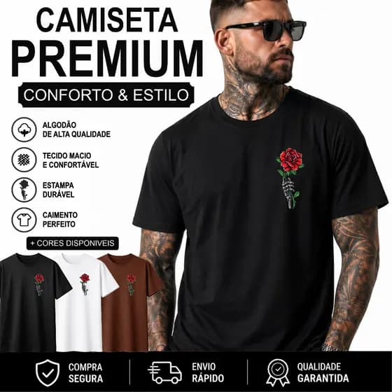Camiseta Premium Algodão Confortável e Estilosa | Casual Básica Streetwear Gola Redonda Masculina Feminina Unissex