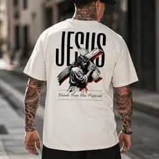 Camiseta Masculina Cristã Jesus Streetwear Camisa Básica Algodão Premium