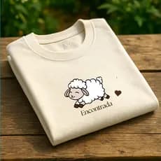 Camiseta 100% algodão Feminina Baby Look Moda Cristã "Ovelha Encontrada"