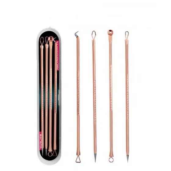 Kit 4 de Ferramentas de Beleza Extrator de Acne Removedor de Cravo Espinha Aço Inoxidável