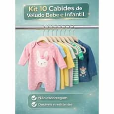 Kit 10 Cabide Infantil Rister Baby Veludo Bebê Slim Ultra Fino Não Escorrega
