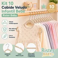 Kit 10 Cabide Bebê Veludo Antideslizante Infantil Rister Baby