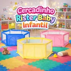 Cercadinho Bebê Grande Portátil com Tela Proteção Infantil Seguro Rister Baby