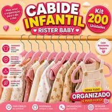 Kit 200 Cabides Veludo Infantil Bebê Rister Baby Fino Antideslizante