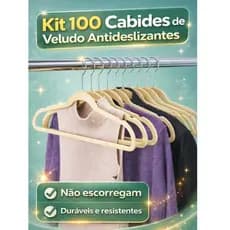 Kit 100 Cabide Veludo Adulto RRister Slim Antideslizante Ultra Fino