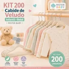 Kit 200 Cabide Infantil Bebê Veludo Antideslizante Rister Baby