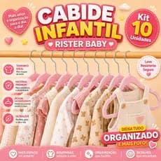 Kit 10 Cabides Veludo Infantil Bebê Rister Baby Fino Antideslizante