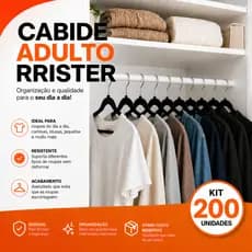 Kit 200 Cabides de Veludo Slim Antideslizante RRister Adulto Ultra Fino Organizador de Closet