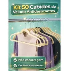 Kit 50 Cabides de Veludo Adulto RRister Slim Antideslizante – Ultra Fino, Organiza e Protege Roupas