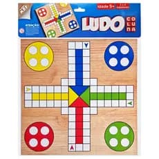 Jogo Ludo Com Tabuleiro De Madeira Mdf + 1 Dado E 16 Peças Coluna/Pais e Filhos