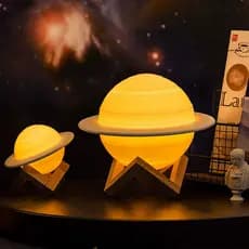 Luminária Abajur 3d 16cm Rgb Planeta Saturno