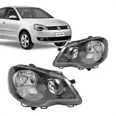 Par Farol Polo 2007 a 2011 Máscara negra Foco Duplo Manual (LD + LE)