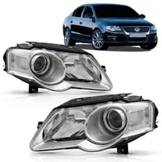 Par Farol Passat B6 2006 a 2010 Elétrico Máscara Cromada (LD + LE) - Eagle Eyes