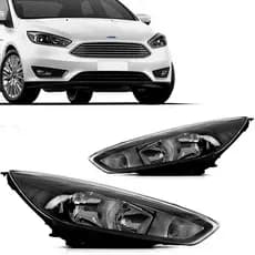 Par Farol Principal Ford Focus Hatch Sedan 2016 a 2019 Máscara Negra Black (LD+LE) - Marca RF
