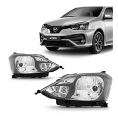 Par Farol Principal Toyota Etios 2017 a 2021 Máscara Cromada Black Regulagem Manual (LD+LE) - Marca TYC
