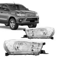 Par Farol Principal Hilux 2016 a 2020 Sem LED Máscara Cromada/Preta SR STD (LD+LE) - Marca RF