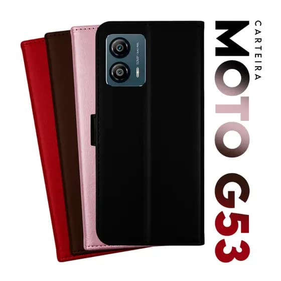 Capa Capinha Case Carteira Flip Cover Couro Sintético Motorola Moto G53 Xt2335 tela 6.5 pol - Cell in Power25