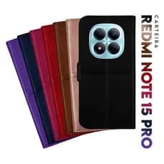 Capa Case Capinha Carteira Flip Cover Couro Sintético PRETA Para Novo Redmi Note 15 Pro 4g 5g tela 6.83 Cell in Power25