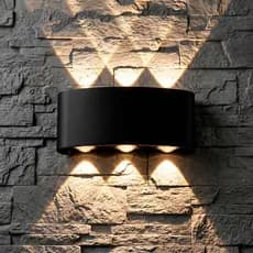Arandela LED 6W 3000K Parede Muro 6 Lentes Dupla Face Preto