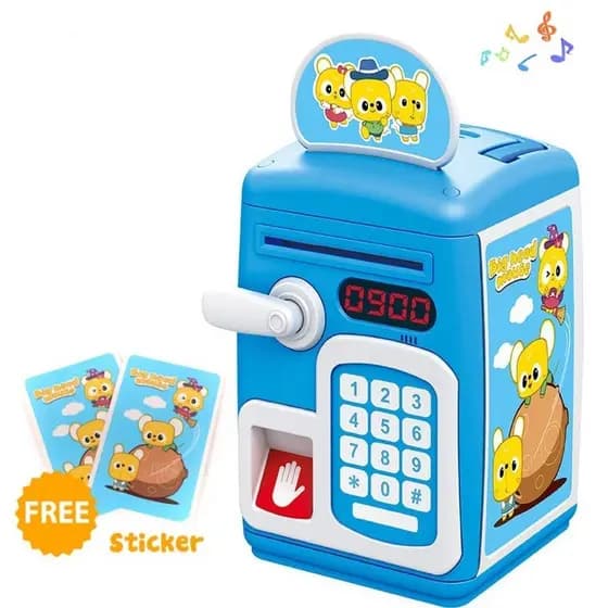 COFRE DIGITAL INFANTIL COFRINHO COMPLETO COM SENHA AUTOMATICO IMPRESSAO DIGITAL BIOMETRIA TECLADO MOEDAS NOTA
