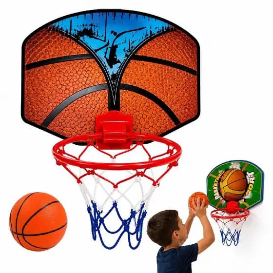 CESTA BASQUETE INFANTIL KIT TABELA ARO BOLA COMPLETO MINI PORTA PAREDE ESPORTE BASKETBALL