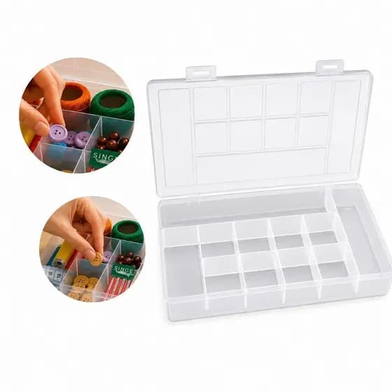 ORGANIZADOR 11 DIVISORIAS BOX MULTUSO MALETA CAIXA TRANSPARENTE MULTIUSO PORTA OBJETOS COM TRAVAS RESISTENTE