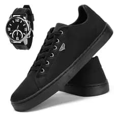 Kit Tenis sapatenis masculino + relogio sapato casual social cadarço confortavel